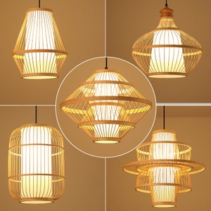 Chinese Style Bamboo Woven Pendant <b>Lamp</b> Round E27 LED Single Head Chandelier For Living Room Bedroom Dining Room - Product Image 3