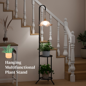 Support de plantes suspendu à 2 niveaux <span class=keywords><strong>en</strong></span> acier, étagère de jardin écologique, porte-<span class=keywords><strong>pot</strong></span> de fleurs pour la maison, le jardin, la chambre, le balcon, le salon - Product Image 3