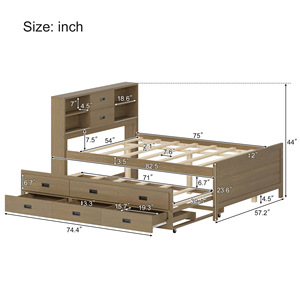 Lit de dortoir avec tiroirs de rangement et roulettes pour enfants et adolescents, pour une utilisation en chambre. - Product Image 3