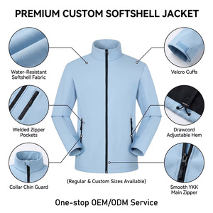 Personalizado negro impermeable a prueba de viento cremallera completa cuello soporte al aire libre ropa deportiva gimnasio chaqueta Softshell hombres ropa fabricante - Product Image 2