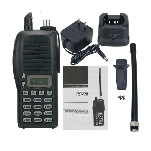 IC-V8 Portable Two Way Radio Communication UHF VHF Marine Transceiver 5.5W VHF Radio Walkie Talkie Battery Handheld Security