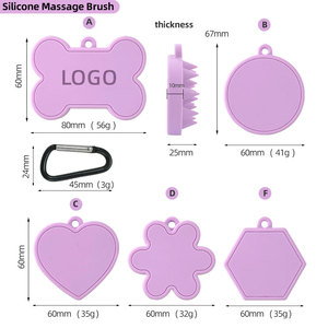 Champú de masaje de dientes de frijol largo personalizado al por mayor, peine de silicona, cepillo de limpieza del cuero cabelludo para bañarse, limpieza y Baño de mascotas - Product Image 4