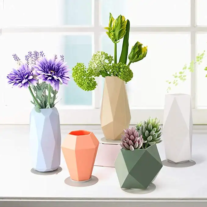 Vase à fleurs en Silicone pour plantes, Pot de fleur avec ventouse forte