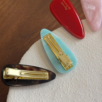 Pince à cheveux personnalisable en acétate, étiquette dorée coréenne, haut de gamme, élégante et polyvalente, épingle à cheveux en bec de canard, 5cm, frange latérale pour fête de filles