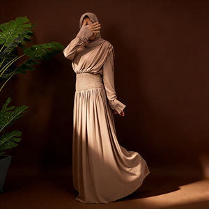 2026 New Chiffon Muslim Abaya <b>Dress</b> With Matching Hijab <b>Elastic</b> Waist Long Sleeve Modest Dubai Islamic Maxi <b>Dresses</b> For Women - Product Image 5