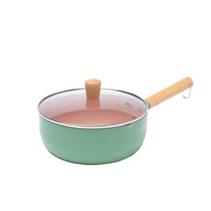 Pot à lait à poignée en bois de 22cm de conception populaire casserole à sauce antiadhésive en aluminium de grande capacité avec couvercle en verre - Product Image 1