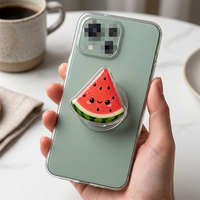 Aangepaste watermeloen acryl telefoonhouder schattige fruit telefoonstandaard 3D afneembare grip zomer mobiele decoratie groothandel