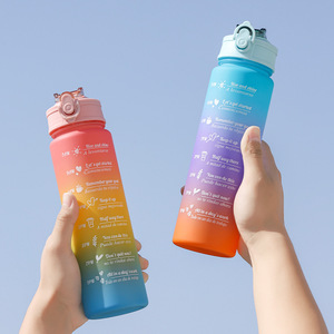 Ensemble de bouteilles d'eau dégradées, 3 pièces, bouteille de sport de grande capacité avec couvercle pop-up, portable pour hommes et femmes, couleur arc-en-ciel - Product Image 2