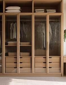 Affordable Vintage Japanese Pine Wood <b>Wardrobe</b> with Drawers & <b>Hanging</b> Rod for Classic Interiors - Product Image 3