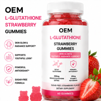 Gummies personnalisées OEM pour les soins de la peau Setria, L-Glutathion réduit avec Vitamine C, saveur fraise, pour un soutien de l'éclat de jeunesse