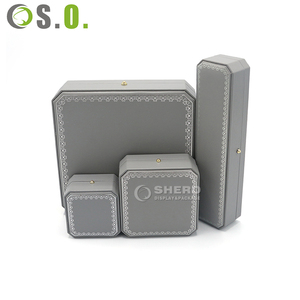 Boîtes cadeaux en papier pour colliers et pendentifs de luxe personnalisés, boîtes d'emballage pour bijoux en papier simili cuir gris de haute qualité - Product Image 2