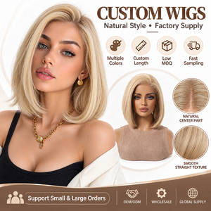 Peluca Bob Rubia <span class=keywords><strong>Barbie</strong></span> con Frente de Encaje 13x4, Directo de Fábrica, Resistente al Calor, Fibra Sintética, <span class=keywords><strong>Corta</strong></span> y Lisa, para Mujer - Product Image 2