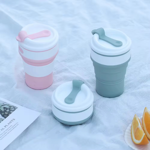 Tasse à café en silicone pliable et réutilisable avec couvercle, personnalisable avec logo, pour le camping et la randonnée en extérieur (eau et café) - Product Image 6