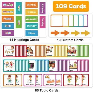 Tablero de horarios visual para niños, tabla de rutina diaria con tarjetas magnéticas y almacenamiento en bolsillo, herramienta de gestión del tiempo tamaño A4 rosa - Product Image 3