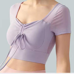Wholesale Custom Logo Ruched Drawstring <b>Yoga</b> <b>Top</b> Bra U Neck <b>Yoga</b> <b>Top</b> for Women - Product Image 2