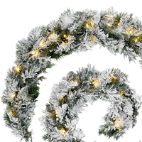 Guirlande de Noël en PVC à aiguilles de pin floquées, faite à la main, avec guirlandes LED, fournitures de fête pour une utilisation en intérieur/extérieur