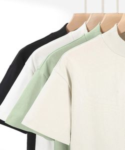 Usine Offre Spéciale hommes O cou t-shirts à manches courtes surdimensionné 100% coton décontracté solide t-shirt hauts 280gsm tricoté tissu pour hommes - Product Image 2