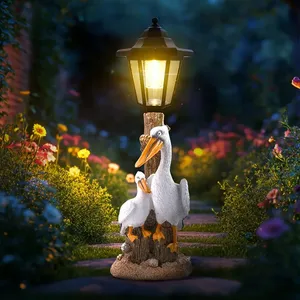 Statue de la famille pélican solaire personnalisable Offre Spéciale avec lampe LED vintage, décor de jardin extérieur étanche pour cour, voie - Product Image 2