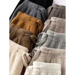 Abbigliamento Autunno Inverno da <span class=keywords><strong>Donna</strong></span> Pantaloni a Gamba Larga in Maglia Lunghezza Pavimento Vita Media Larghi Drappeggiati in Nylon/Cotone con Fodera in <span class=keywords><strong>Lana</strong></span> Cristallo - Product Image 1