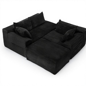 Sofá Modular Conversível em Tecido de Corduroy, Estilo Luxuoso, Conjunto de Sofá Sem Estrutura para Interiores com Almofadas e Estofamento em Tecido - Product Image 3