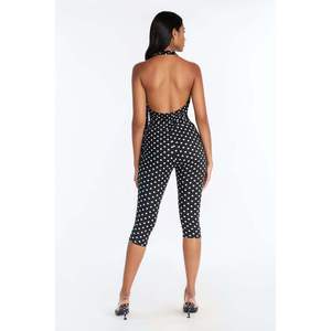 Mono de mujer personalizado 2026 con estampado de lunares, cuello halter, cintura alta, sin mangas, transpirable, estilo Y2K, para playa, largo capri - Product Image 2