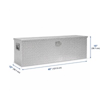 Boîte à outils en aluminium de 48 pouces avec serrure à clé, plaque diamantée, résistante aux intempéries, rangement sécurisé pour outils avec poignées encastrées pour camionnette