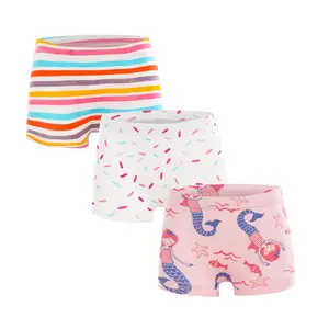 Cueca para crianças, roupa íntima, bonita, estampada, 3 peças de pacote, boxers para meninas