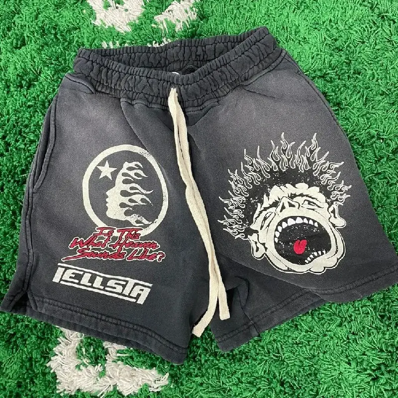 Oem & Odm Streetwear Franse Terry Gymshort Zwaargewicht 100% Katoen Zeefdruk Vintage Zon Vervaagd Zuur Wassen Shorts Voor Mannen