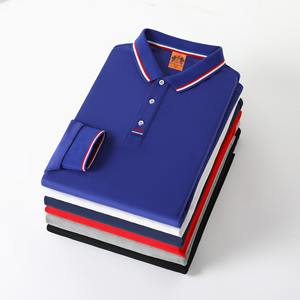Polo de haute qualité pour hommes du fabricant OEM T-shirts tricotés en coton brodé sur mesure à manches longues en maille piquée vierge - Product Image 3