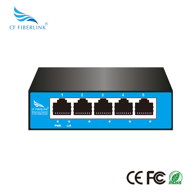5-Port 10/100M Ethernet Switch 1Gbps Switch Capacity Plug and Play Non-Managed Network Supports SNMP & QoS for IP Cameras