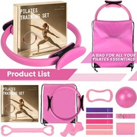 Set de Pilates, Kit de Yoga de 8 Piezas, Equipo de Gimnasio en Casa, Anillo de Pilates, Bandas de Resistencia, Pelota, Correa, Calcetines, Entrenamiento Físico Completo para Mujeres