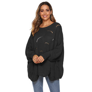 Dames d'usine personnalisé automne lâche évider couleur unie <span class=keywords><strong>pull</strong></span> à manches lanterne <span class=keywords><strong>pull</strong></span> - Product Image 4