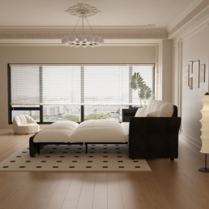 Canapé-lit Queen 3-en-1 convertible et inclinable, rembourrage en velours capitonné, multifonctionnel pour salon et hôtel - Product Image 6