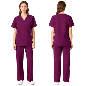 Dernier Modèle Bon Prix Logo Personnalisé <span class=keywords><strong>Blouse</strong></span> <span class=keywords><strong>Médicale</strong></span> <span class=keywords><strong>Colorée</strong></span> Col en V Sexy Uniforme d'Hôpital pour Infirmière et Médecin - Product Image 3