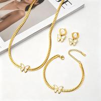 Parure de bijoux Lele pour femme en acier inoxydable, style européen et américain, élégante et polyvalente, collier, bracelet et boucles d'oreilles