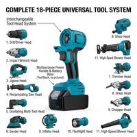 Kit combiné d'outils électriques sans fil 21V Brushless, 9 pièces, 13 pièces, 18 pièces, multifonction, dans un coffret rouge