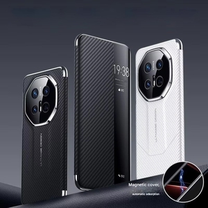Funda magnética inteligente con Tapa de cuero con patrón de <span class=keywords><strong>fibra</strong></span> de carbono para Huawei Mate 70 Pro +/ 70 Pro, funda protectora con todo incluido - Product Image 1