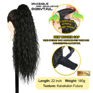 Cola de caballo ondulada larga y rizada de alta calidad al por mayor con peine invisible, piezas de pelo sintético, extensión de pelo de cola de caballo - Product Image 5