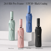 Parapluie pliant automatique renforcé XMC Segments, coupe-vent, protection UV UPF50+, logo personnalisé, parapluie soleil et pluie