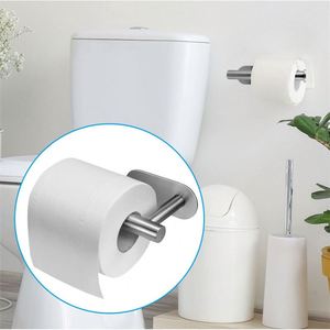 Porte-serviettes en acier inoxydable, support mural sans perçage pour papier toilette, crochets de rangement, support de rouleau - Product Image 2