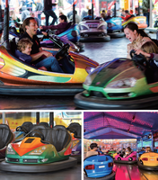 Manèges de voitures tamponneuses électriques en fibre de verre pour parcs d'attractions avec filet de sol pour usage commercial intérieur/extérieur, aires de jeux, centres commerciaux
