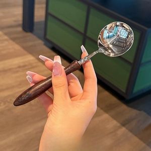 Imitation Chicken Wing Wood Round <b>Spoon</b> Stainless Steel Rust Resistant <b>Serving</b> <b>Spoon</b> For Catering - Product Image 4