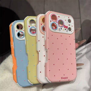 Colorful <b>Camera</b> cute KT cat Polka Dot pattern Soft Mobile phone case for <b>iPhone</b> 17 16 15 pro max Cartoon Shockproof back <b>cover</b> - Product Image 1