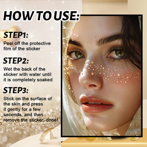 Adesivi per il Viso <span class=keywords><strong>con</strong></span> Effetto Lentiggine in Lamina d'Oro, Impermeabili, Glitterati, a Forma di Piccole Stelle per Spettacoli e Feste - Product Image 4