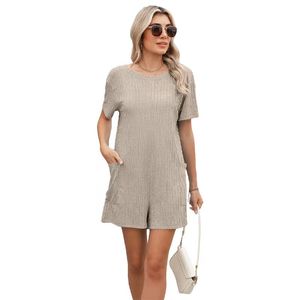 Nuevo Mono de Verano Sexy Estilo Europeo Americano con Escote en V, Bolsillos y Manga Corta para Mujer, Pantalones de Playa - Product Image 3