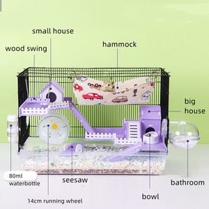 Villa de luxe à deux étages, cage pour hamster, bouteille <span class=keywords><strong>d</strong></span>'<span class=keywords><strong>eau</strong></span> pour hamster, lot de 12, nid pour hamster - Product Image 2