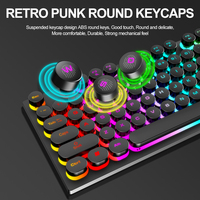 T-WOLF TF270 Wired Punk Style Keyboard and Mouse Combos Round Keycap 104keys Keyboard Colorful Backlit Gaming Keyboard Mouse