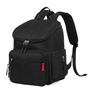 Luxury <b>Black</b> High Quality Waterproof Nylon <b>Backpack</b> Mommy Bag For <b>Women</b> With Gold Zippers Multiple Pockets Adjustable Straps - Product Image 3