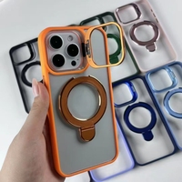 Coque de téléphone magnétique Meracly pour iPhone 11 12 13 14 15 16 17 Pro Max, design double acrylique avec support d'objectif