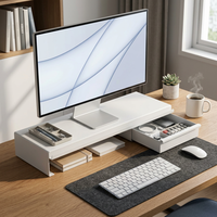 Support de moniteur ergonomique pour bureau, support d'ordinateur en métal avec tiroir de rangement pour ordinateur portable et moniteur